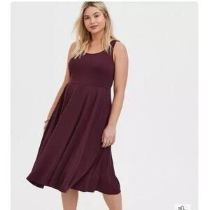 Torrid Studio Luxe Purple Ponte Midi Dress 3X 22/24 Sleeveless Fit & Flare NWT